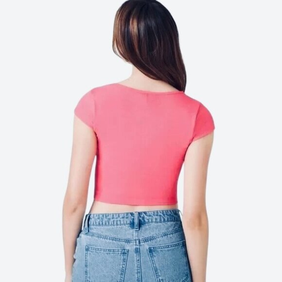 FOREVER 21 Rib-Knit Pink Corset Crop Top - Size Small - Picture 2 of 6